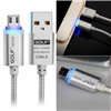 Datový inteligentní micro USB LED kabel GOLF - Stříbrný